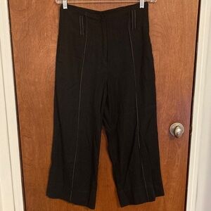 TACH Black Wide-Leg Cropped Pants with Contrast Stitching